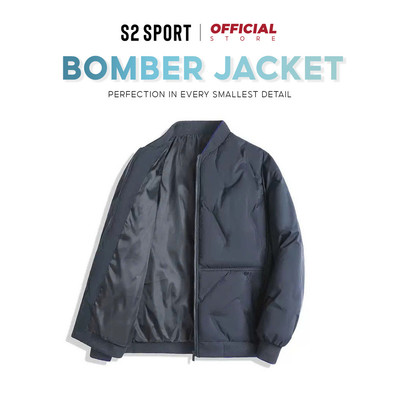 Áo khoác nam thu đông S2 SPORT bomber 2 lớp vải gió chần bông đứng form giữ ấm tốt - AP03