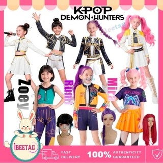K-Pop: Demon Hunters Rumi Mira Zoey Kids Girls Cosplay Huntrix Trang phục / Tóc giả Demon Hunters Trang phục sân khấu Trẻ em Halloween Party Clolthes Set