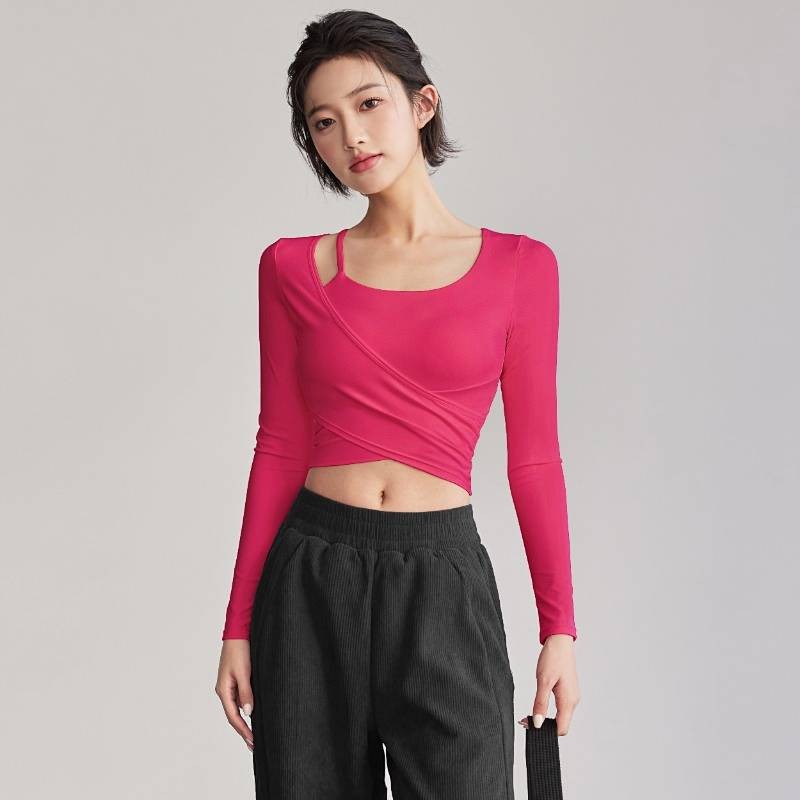 High-Grade Yoga Clothes with Chest Pad Women's Autumn and Winter Sports Top Running Pilates Training