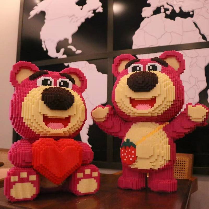 Strawberry Bear Building Blocks Toys Get Girl's Birthday Gift Puzzle Ornaments for Free hsDQ