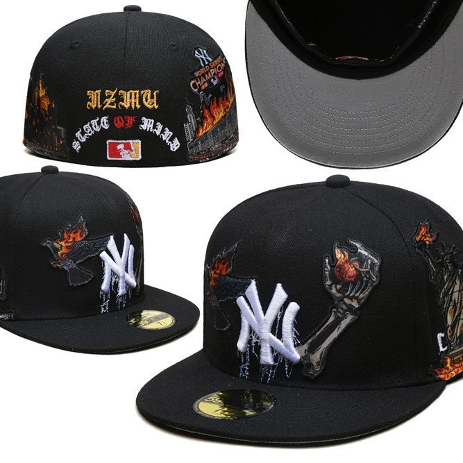 MLB Baseball League Cap Yankees AAA Flat eaves2025Statue of Liberty Skull Design Flat Brim Cap