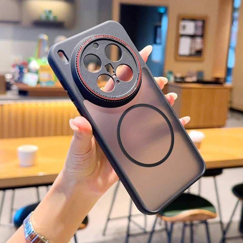 Dành Cho Vivo X300 X300S X300 Pro X300 Ultra Ốp Lưng Da Sang Trọng Cảm Giác Mờ PC Cứng Từ Tính Vỏ Đi