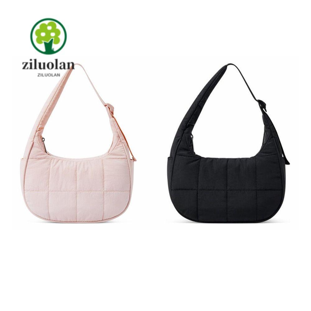 Túi đeo nách ZILUOLAN, Dung tích lớn có dây đeo có thể điều chỉnh, Túi đeo vai Puffy Quilted Nylon P