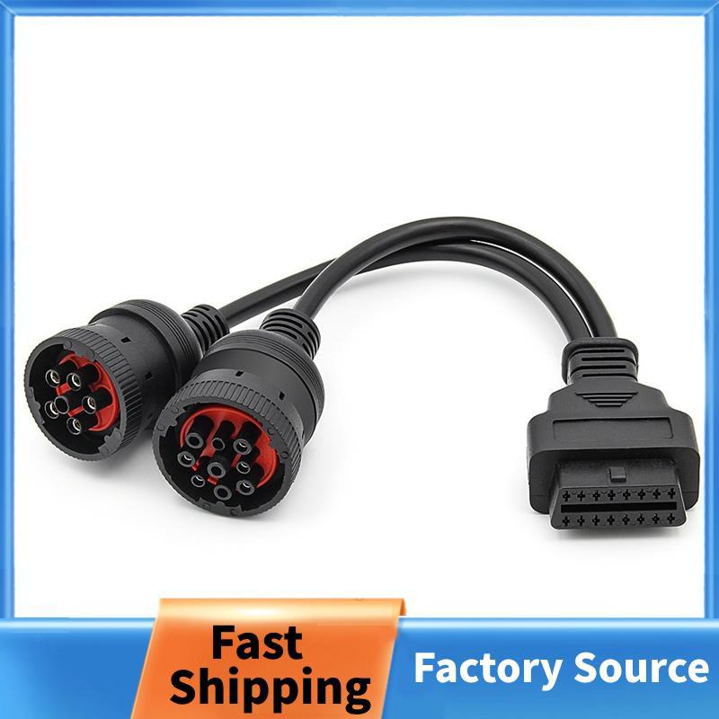 Xe Tải Y Cáp OBD2 16Pin Nữ Đến J1708 6Pin / J1939 9Pin Cáp OBDII Y Cáp Chuyển Đổi Chẩn Đoán Cáp