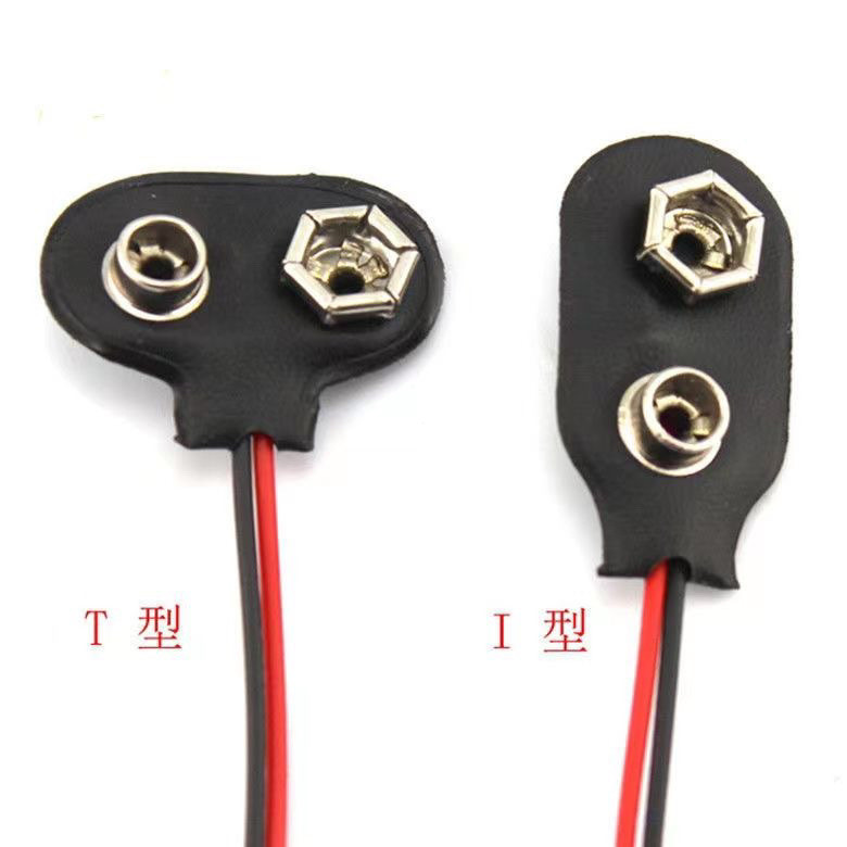 New Product#9V Battery Button T Type One-Shaped Battery buckle Connection9V Battery Lead length15CM1
