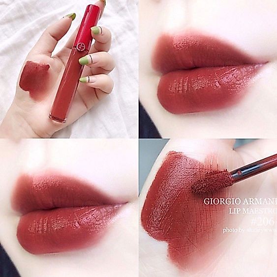 Son môi, Son kem Giorgio Armani Lip Maestro màu Hot Full size và mini, Son Giorgio Armani chuẩn auth
