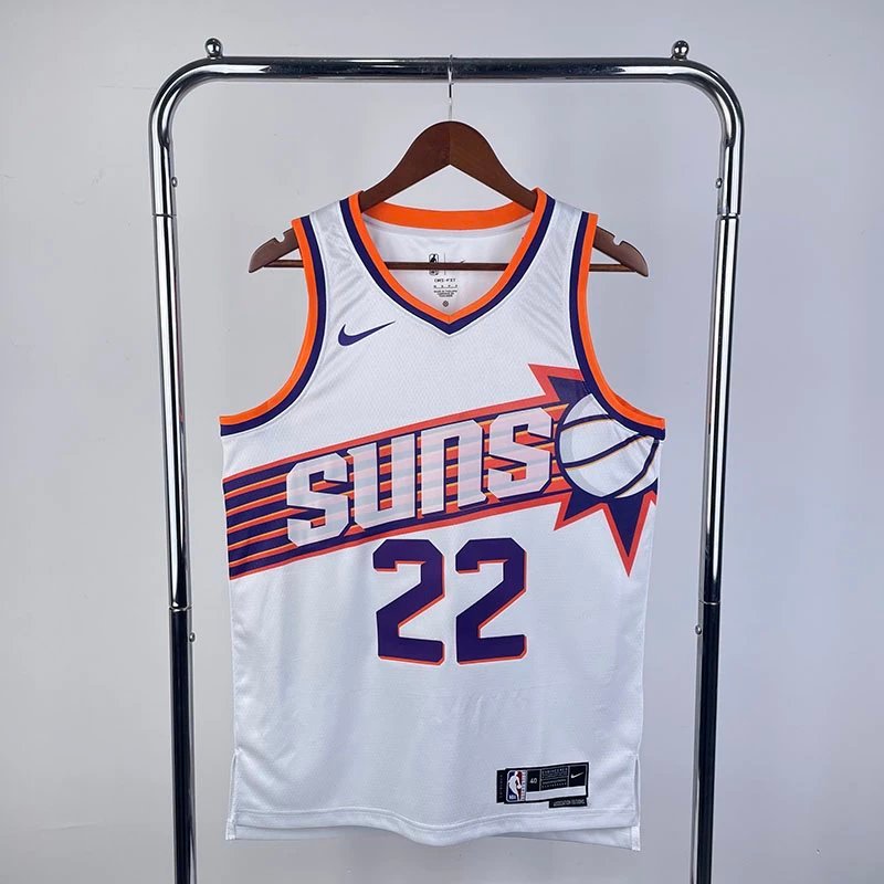 Phiên bản SW NBA24 New Season Sun Team No. 22 Ayton Jersey Áo Bóng Rổ Nam Retro Hot Press Jersey Top