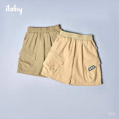 [ILABY 10-35kg] Quần short bé trai, quần đùi túi hộp tròn chiết ly phong cách cho bé trai [3158]