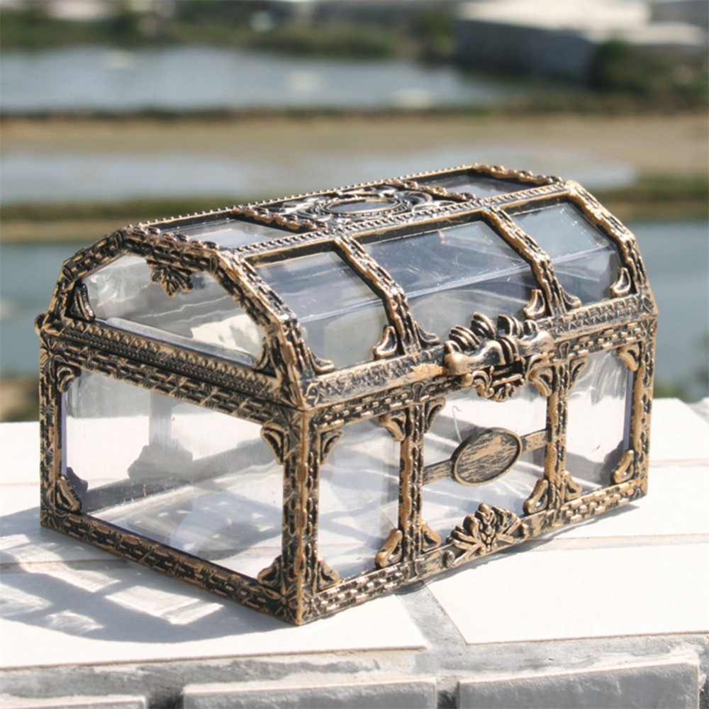 [DOLLDOLL-VN]Transparent Plastic Pirate Treasure Box Crystal Gems Jewelry Organizer