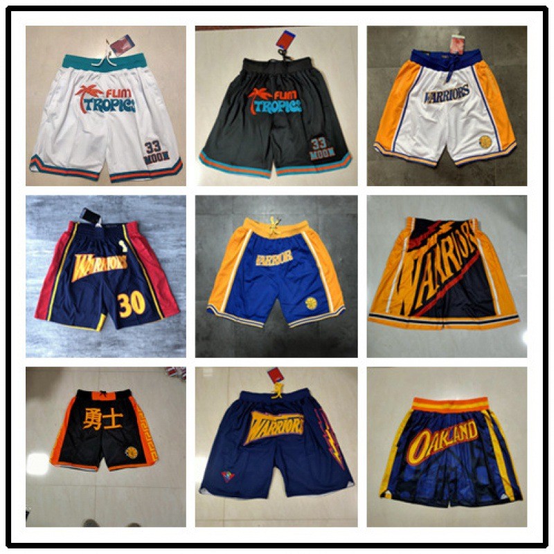 Quần short bỏ túi Juston Lakers 76 người Heat Raptor Magic Quần short bóng rổ Retro Quần short hợp t