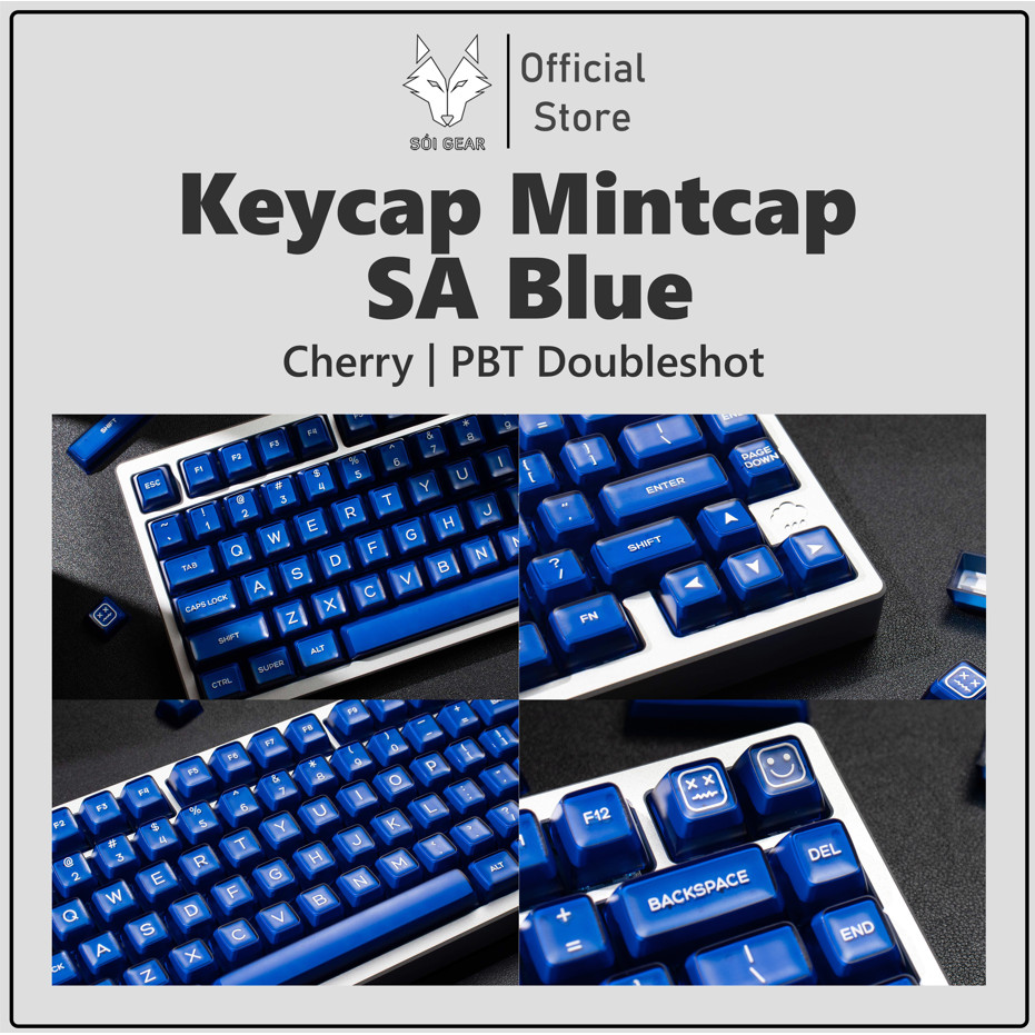 [HỎA TỐC HN - HCM] Bộ nút bàn phím cơ | Keycap SA Blue Mintcaps PBT doubleshot