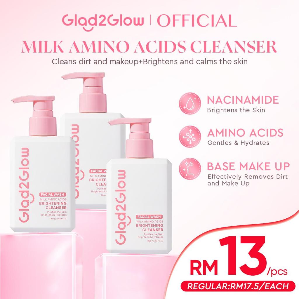 G2G 3 CÁI - Glad2Glow Milk Amino Acids Gentle Cleanser Brightening Facial Purifying The Skin Brighte