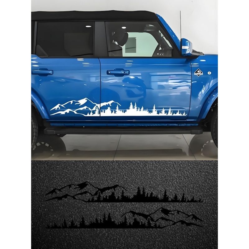 Suitable for Bronco decals, mountain pattern stickers, Bronco door stripes, and off-road decorative 