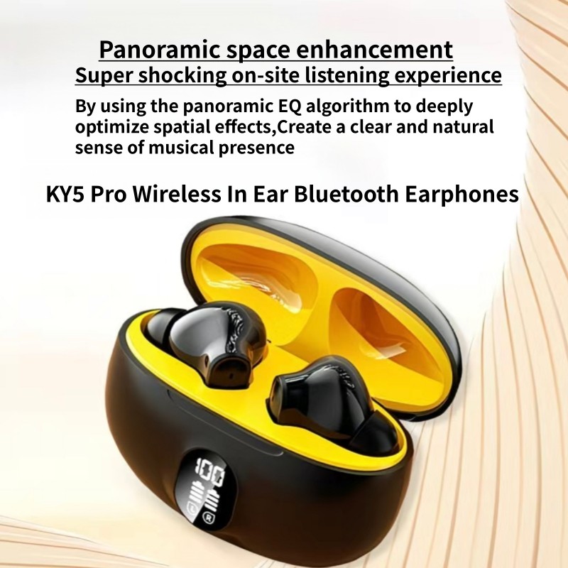 Tai nghe không dây KY5 Pro, Tai nghe âm thanh nổi HIFI Bluetooth 5.3 trong tai, đi kèm màn hình LED 