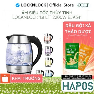 Bình siêu tốc LocknLock 1.8L chọn nhiệt độ sôi, chất liệu thủy tinh, 2200W đèn LED đổi màu EJK341 - HAPOS HEL