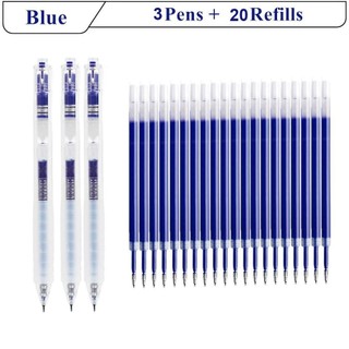 3 Bút + 20 Nạp, Thay 0.5mm – Mực Đen/Xanh/Đỏ, Bút Bấm Tay Cầm Mềm, Viết Trong Suốt Và Mịn, Viết suôn sẻ, Nhanh Khô