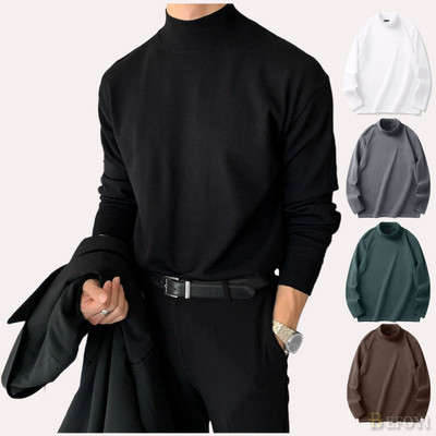 Áo thun nam slim-fit tay dài màu đen,style Hàn Quốc LY93