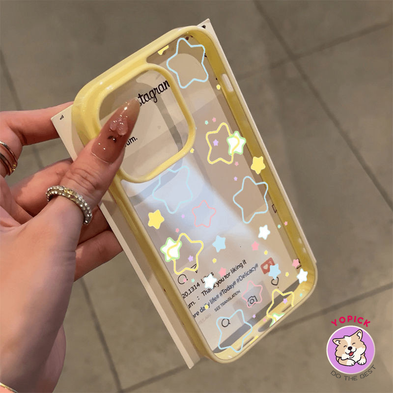 Thích Hợp Cho IPhone 16 15 14 13 12 11 Pro Max X XR XS Max 7 8 Plus Doodle stars Vỏ Điện Thoại Acrylic Vỏ Cứng Chất Lượng Cao LBK