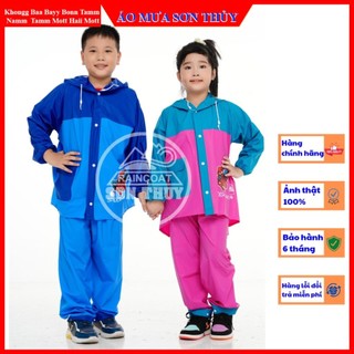  Áo mưa bộ trẻ em Sơn Thủy có lưng che cặp sách bộ áo mưa dễ thương bằng PVC cao cấp an toàn cho bé aomuasonthuyhn 