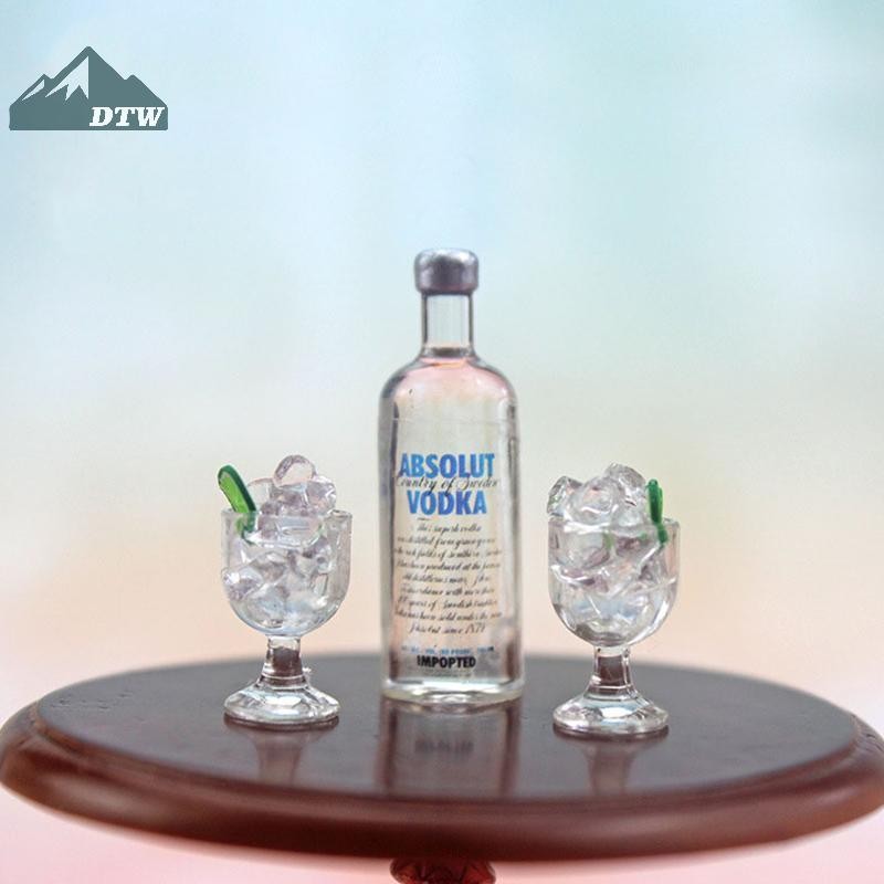 DTW 3 Nhà Búp Bê Mini Nhựa Vodka Chai Rượu Thủy Tinh Bộ Mô Phỏng Đồ Chơi Mô Hình Đồ Chơi Thể Thao