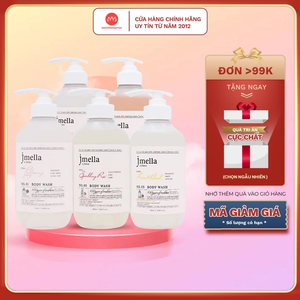 Sữa tắm nước hoa Jmella in France 500ml - sữa tắm dưỡng ẩm hương thơm jmella Hàn Quốc chính hãng