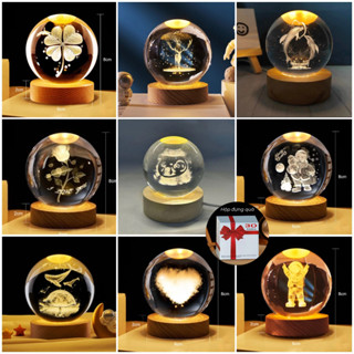  Vũ Trụ Đèn Ngủ 3D Quả Cầu Pha Lê Phát Sáng Nhiều Mẫu Quà Tặng Sinh Nhật Decor Trang Trí Nhà Cửa 