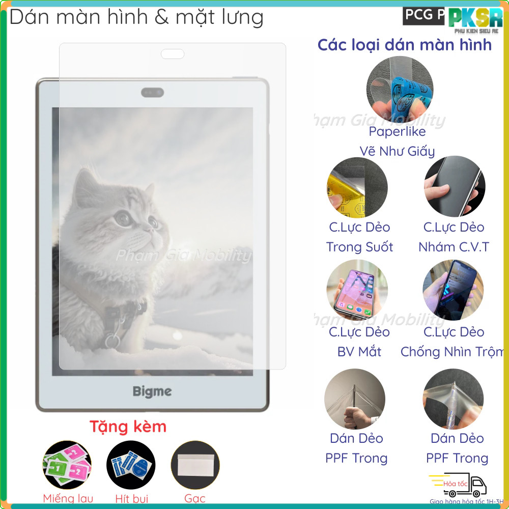 Dán màn hình máy đọc sách Bigme S6 Color+/S6 Cover Lite/ InkNote S loại Paperlike, nano dẻo, PPF,...