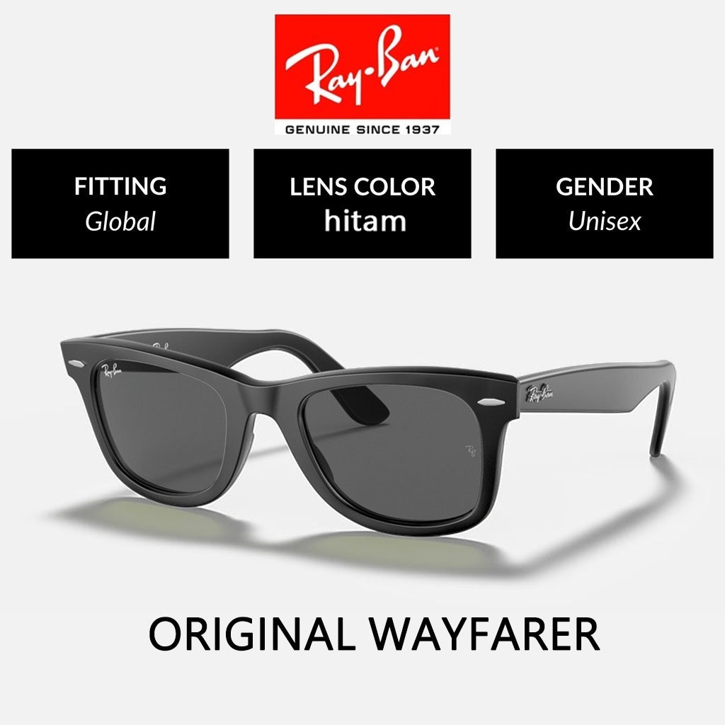 Kính râm Ray-Ban chính hãng Wayfarer RB2140 Kính râm Unisex Xanh đen
