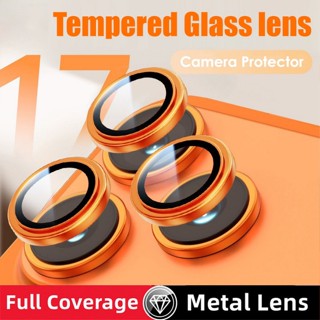 Kính Cường Lực Bảo Vệ Camera Sau Có Vòng Nhẫn Kim Loại Cho iPhone 17 Air 16 15 14 13 12 Pro Max Plus mini