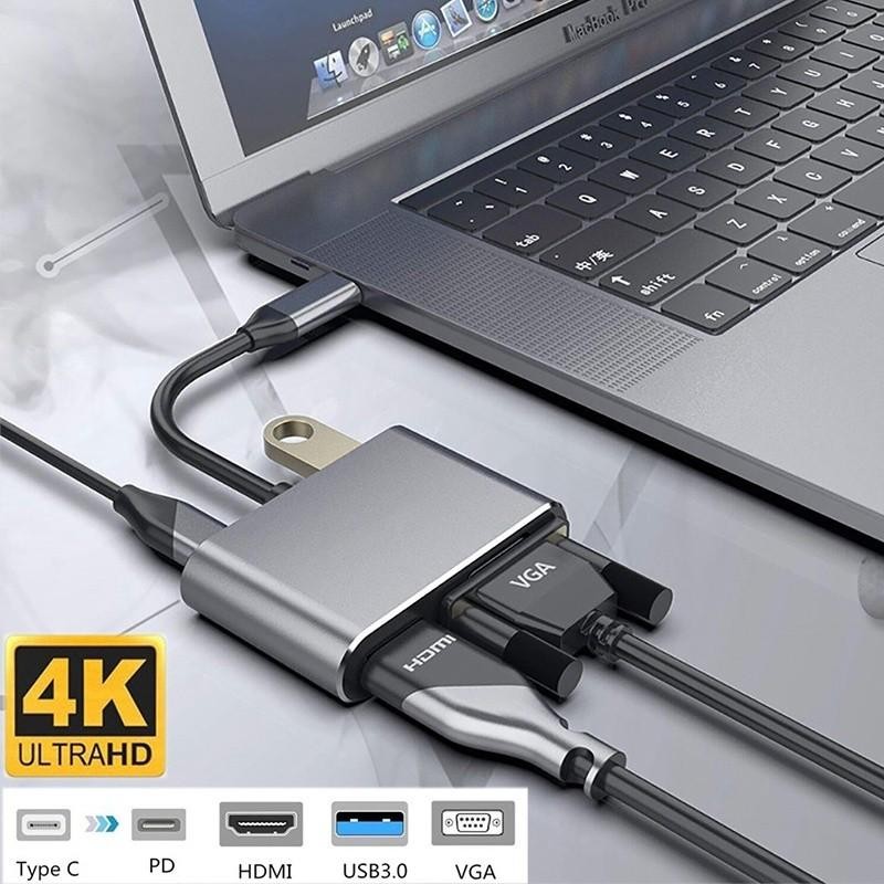 Bộ chuyển đổi HUB 2 / 3 / 4 TRONG 1 USB C sang HDMI VGA USB Type-c PD 1080P 60HZ Bộ chuyển đổi Video