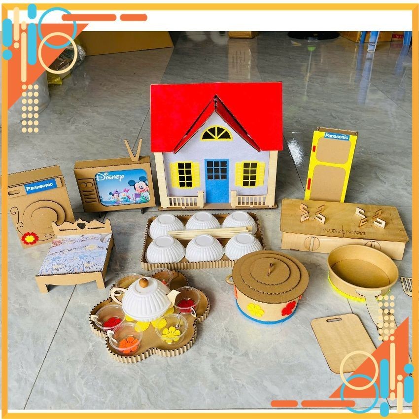 Bộ gia đình , chủ đề gia đình , trang trí mầm non, bộ đầu bếp, steam mầm non, mô hình trang trí, đồ 