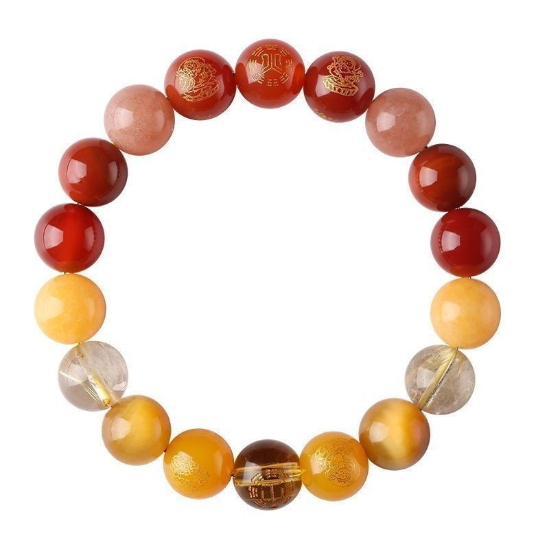 TB Spot Goods#Prosperous Wealth Bracelet2025Five Elements Natural Crystal Bracelet for Men and Women