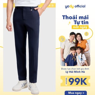 Quần âu nam YODY cạp di động thoải mái, phối kẻ sọc trẻ trung, dễ phối đồ TRA- QAM7015