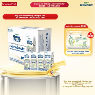 Thùng 24 hộp Sữa Bột Pha Sẵn Nutifood Sweden GrowPLUS+ Cao lớn vượt trội 24 hộp 180 ml