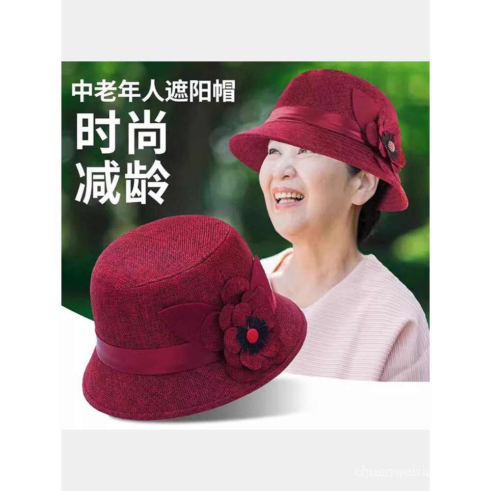 Bán Chạy Ông Già Mũ Mùa Xuân Thu Mỏng Phong Cách Nữ Vải Lanh Top Mũ Trung Niên Người Cao Tuổi Nữ Nón