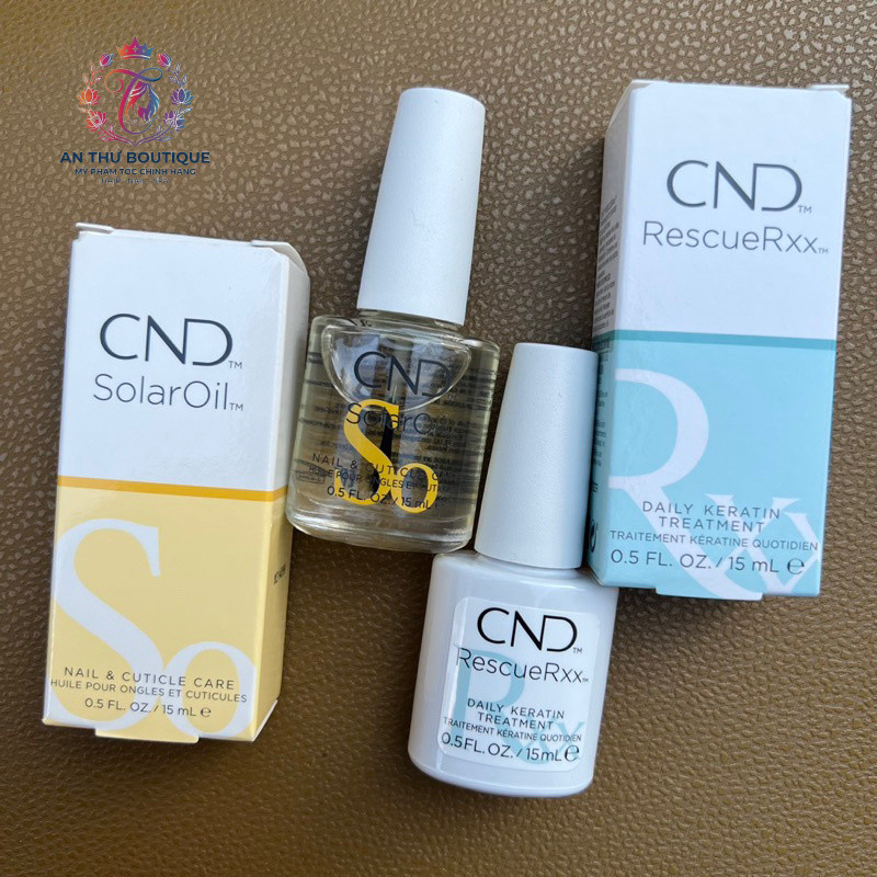 Bộ đôi dưỡng móng thần thánh CND Solar Oil và Rescue RXx 15ml ( NEW ) .AT