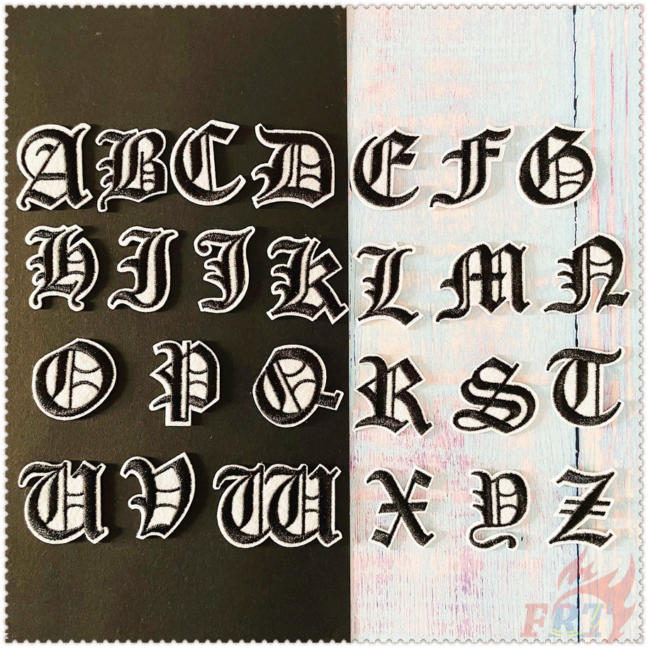 ▶ Black . Gothic Mini English Letters Iron-on Patch ◀ 1Pc DIY Fashion Patches