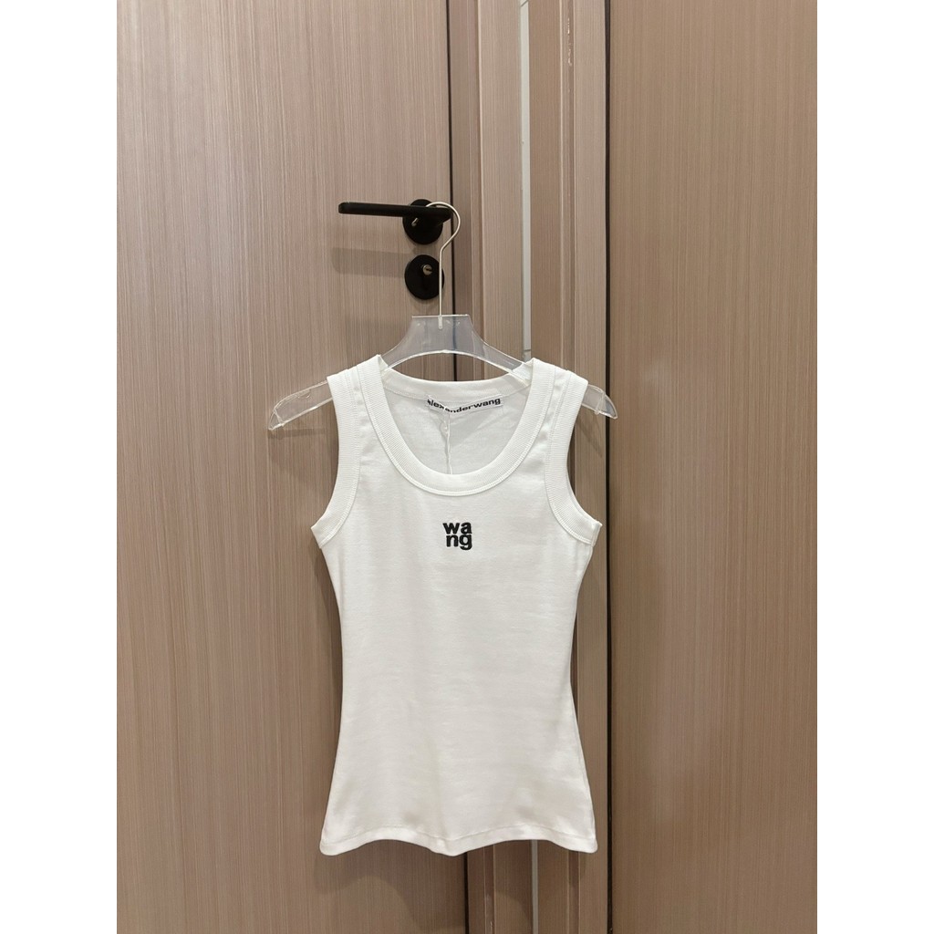 8LQE MIU Department「」High-elastic ribbed pure cotton sleeveless vest with micro-logo embroidery, age