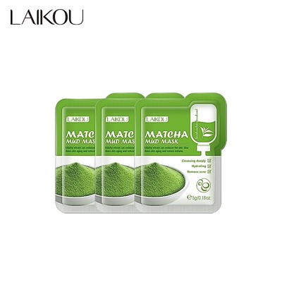 Set 3 mặt nạ bùn LAIKOU chiết xuất trà xanh matcha làm sạch sâu và kiềm dầu 3g