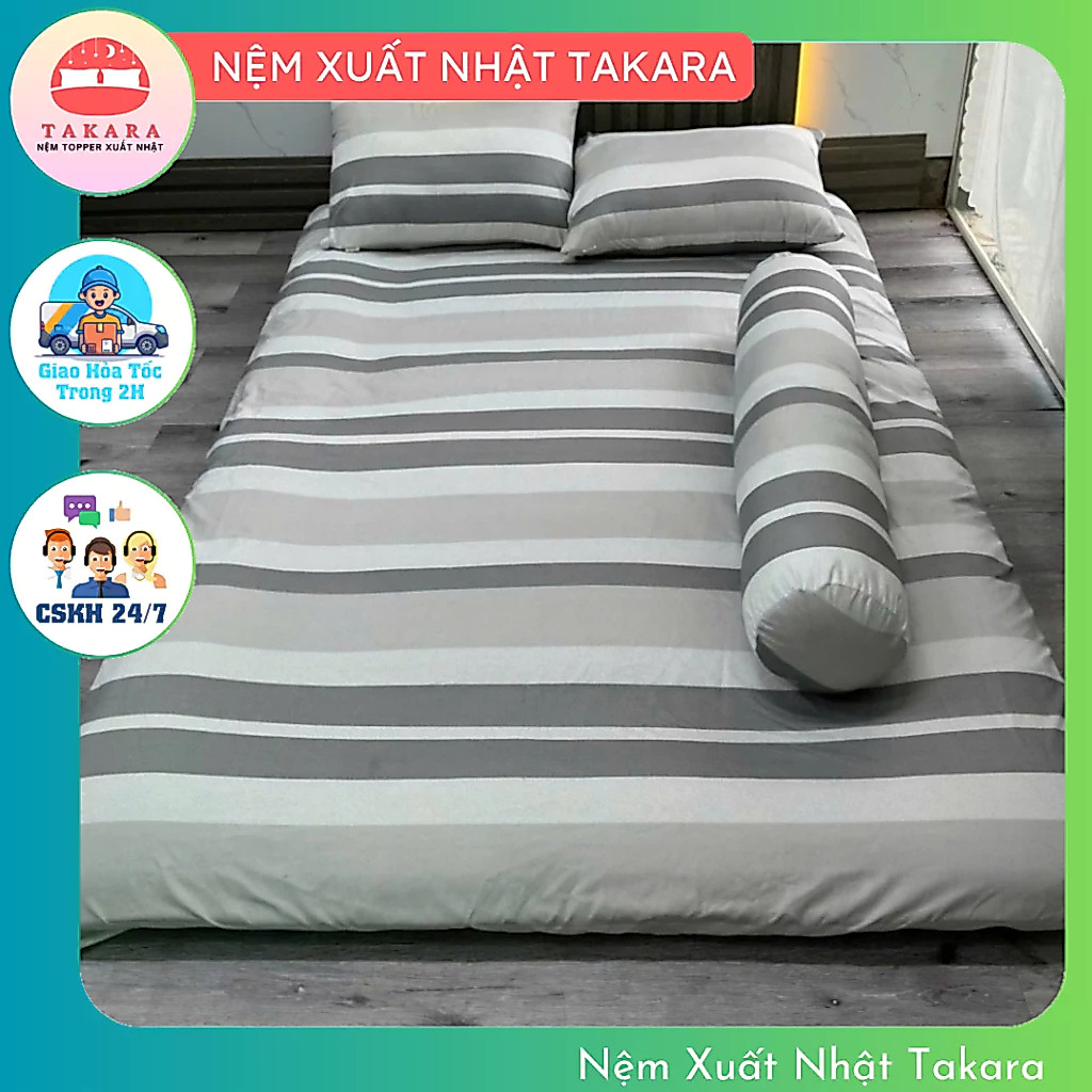 Ga nệm 2 mặt, áo Nệm Topper 2 Mặt Có Khóa Khéo Vải Cotton Tici Thoáng Mát Kích Thước,đủ size 1m/1m2/