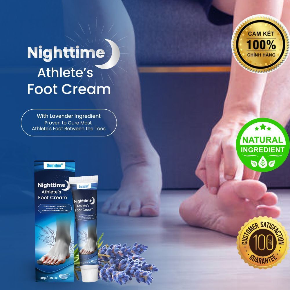KEM BÔI NẤM ĂN CHÂN–NIGHTTIME ATHLETE’S FOOT CREAM-THẢO MỘC 100%-ÊM-DỊU-NHẸ-RẺ[CHE TÊN KHI GIAO]    