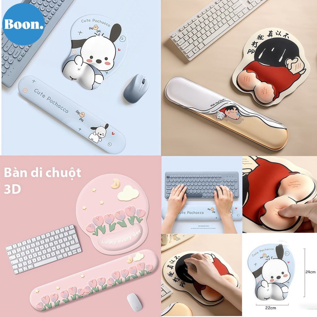 Lót Chuột Có Đệm Tay, Chuột Pad Siêu bền, Chất liệu silicon siêu mềm, giảm mỏi tay, Miếng kê tay bàn phím