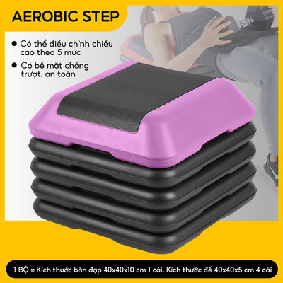 [MALL] BG-  Bục dậm nhảy 40x40  AEROBIC STEP CHÂN RỜI, điều chỉnh chiều cao linh hoạt, chống trượt