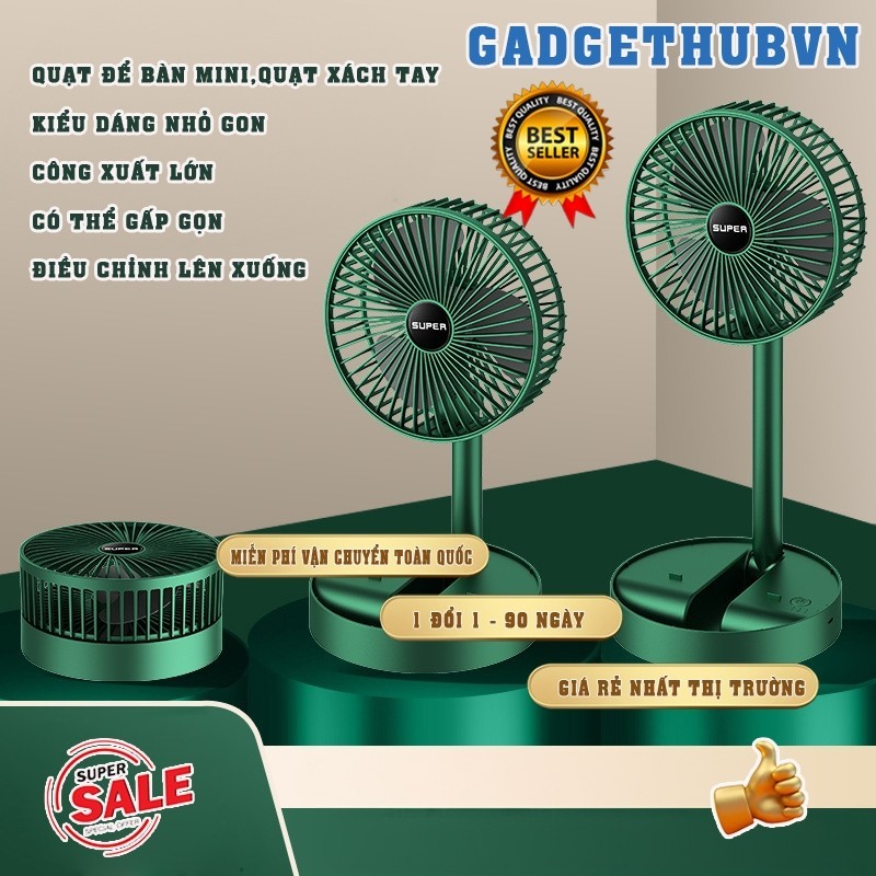  Quạt điện để bàn quạt gió cầm tay gấp gọn công suất lớn tuổi thọ pin trâu tăng giảm được chiều cao 