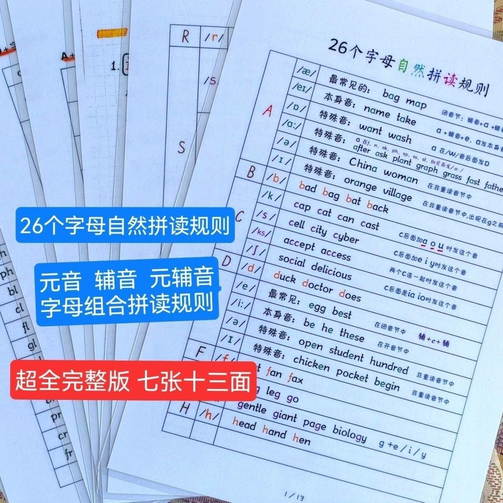 26 chữ cái Quy tắc đánh vần tự nhiên Yuanyin Bổ sung Thẻ nhớ kết hợp Yuan YDXV
