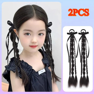 Bộ 2 Tóc Giả Đuôi Ngựa Bím Tóc 40CM Cho Bé Gái - Tóc Nối Tổng Hợp Tạo Kiểu Tóc Ballet Bím Đôi & Xoăn Twists 