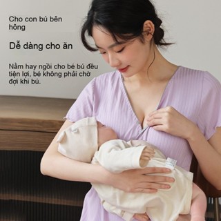  Đầm Ngủ Cho Con Bú Váy Ngủ Áo Babydoll Có Đệm Ngực Cho Mẹ Bầu Và Sau Sinh - Chất Vải Polyester Mềm Mại Thoáng Khí Form Rộng Co Giãn 4D Tay Lỡ Size 2XL  65-75kg ​ 