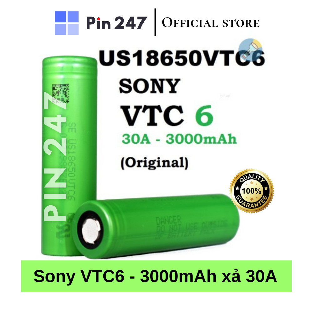 Pin 18650 Sony VTC4 VTC5 VTC6 US18650VTC6 30A 3000mAh - Hàng chính hãng