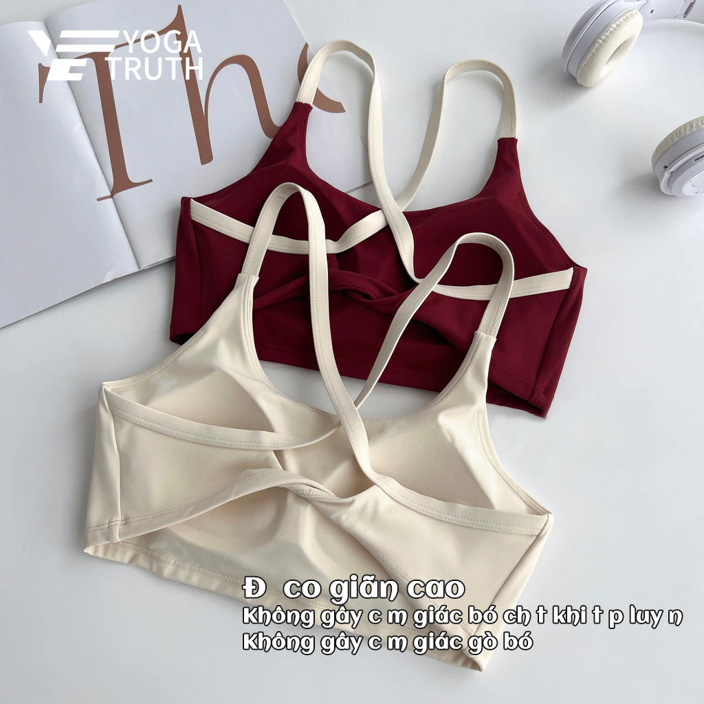  Áo Ngực Thể Thao Yogatruth với Nút Thắt Chéo Thoáng Khí cho Yoga &amp; Pilates 