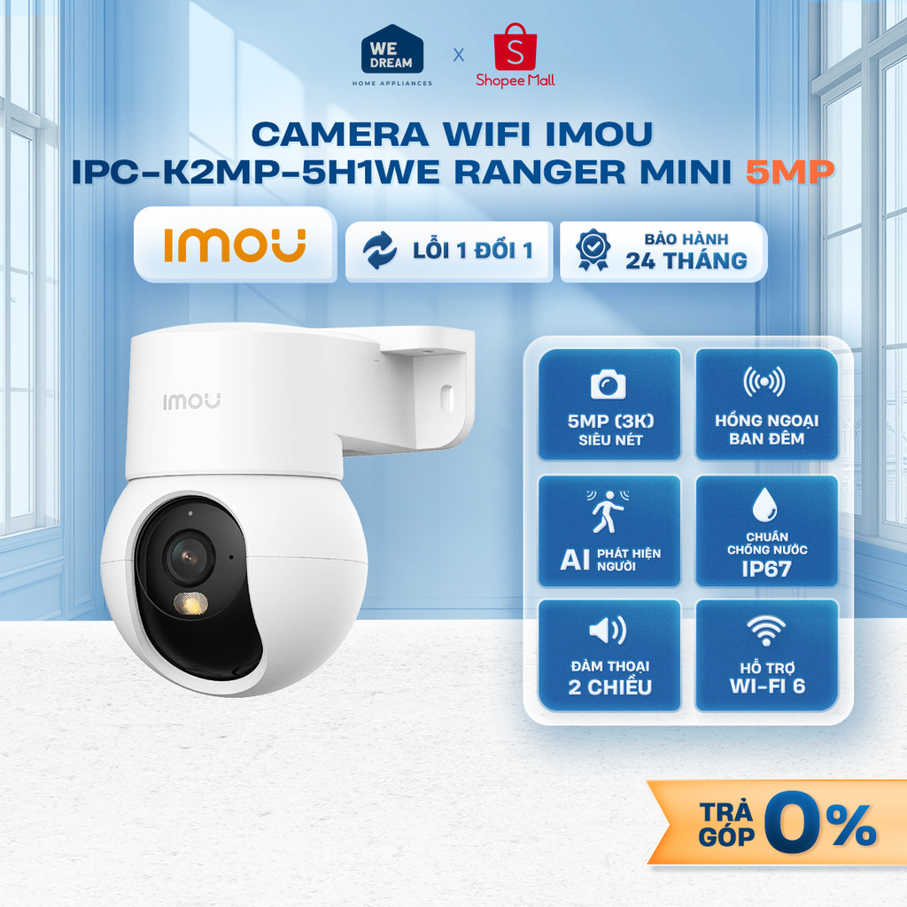 IPC-K2MP-5H1WE - Camera WiFi IMOU IPC-K2MP-5H1WE Ranger Mini 5MP 3K Trong Nhà AI Phát Hiện Người Đàm